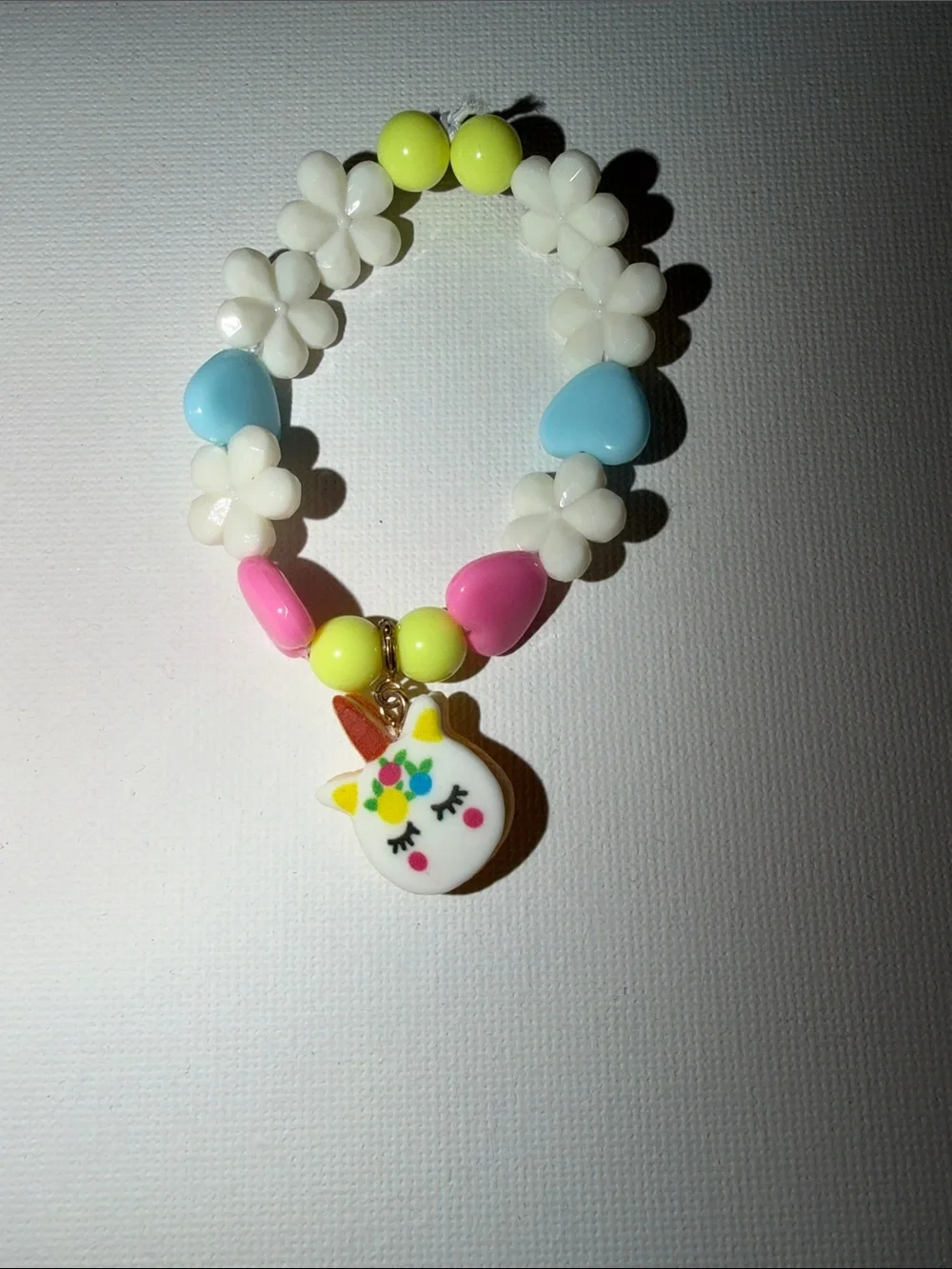 Kids Floral Unicorn Charm Bracelet - White, Pink, Blue & Yellow